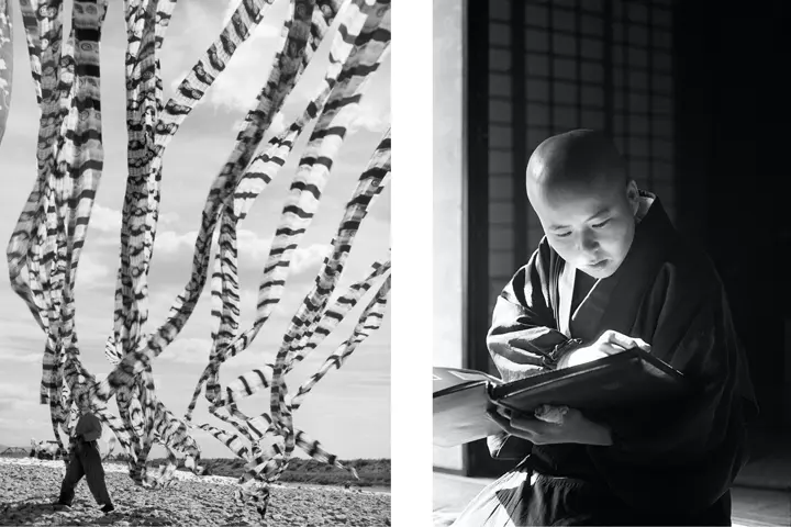 Silk drying and Kyoto 1951 by Werner Bischof