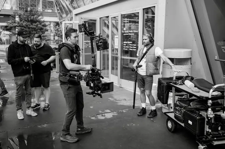 Nate Townsend on set with Terry LaRue at Leica LA 