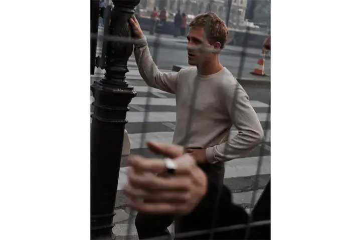 Creative portrait of a skater man.