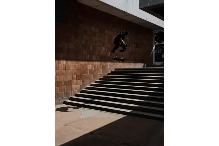 Abstract image of a skater skating down some stairs