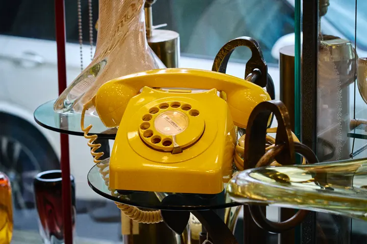 Old yellow telephone