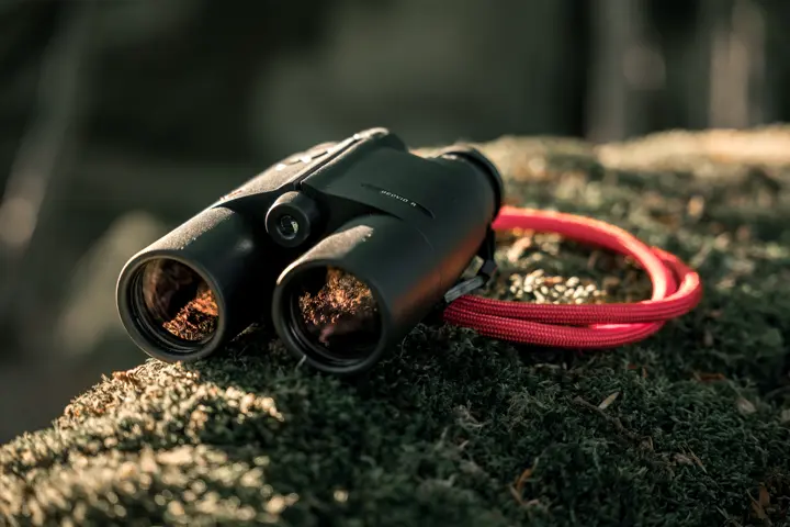 Geovid R is lying on a rock