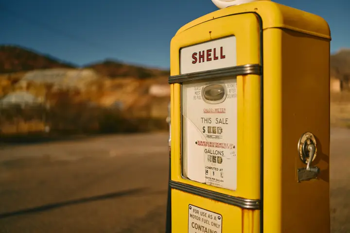 Old yellow petrol pump