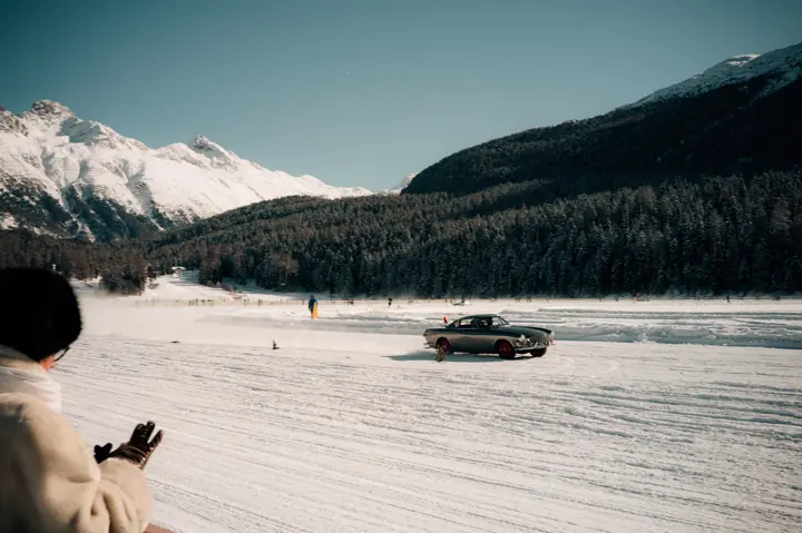sports car in a snowy landscape