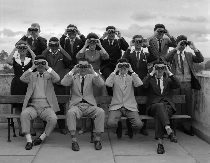 Black and whit Team photo of the photo club members in São Paulo 