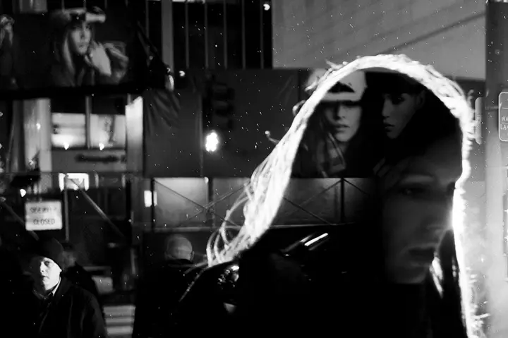 women reflection b&w