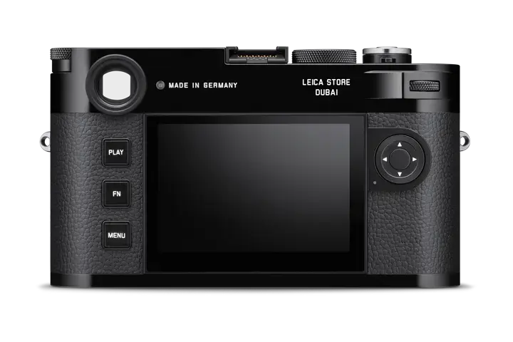 Leica M11 glossy, back, with Leica Store Dubai engraving