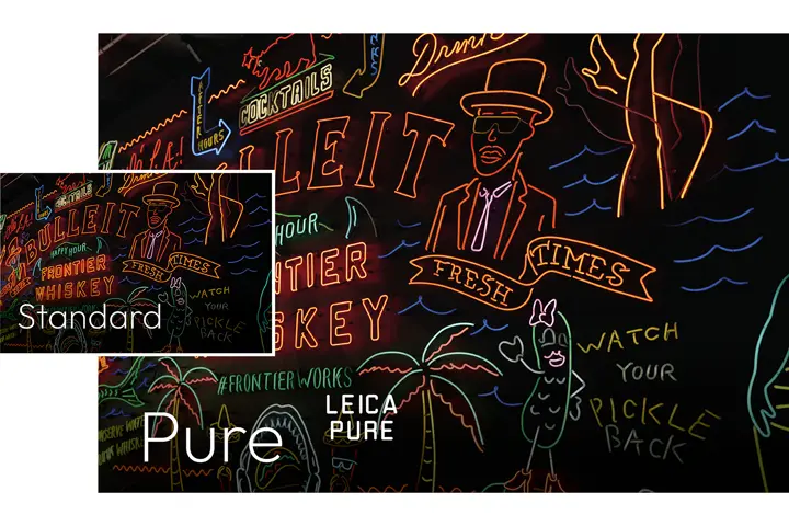 Illuminated lettering on a wall