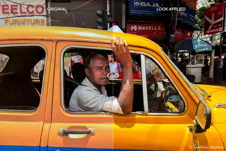 Old man in his yellow taxi
