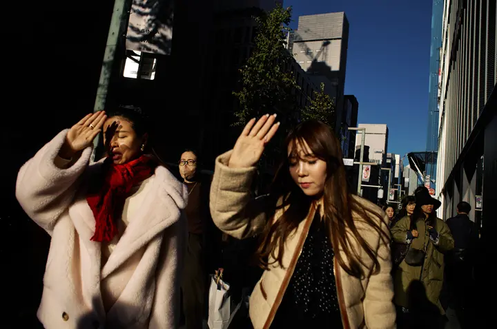 People walking through the streets of Ginza