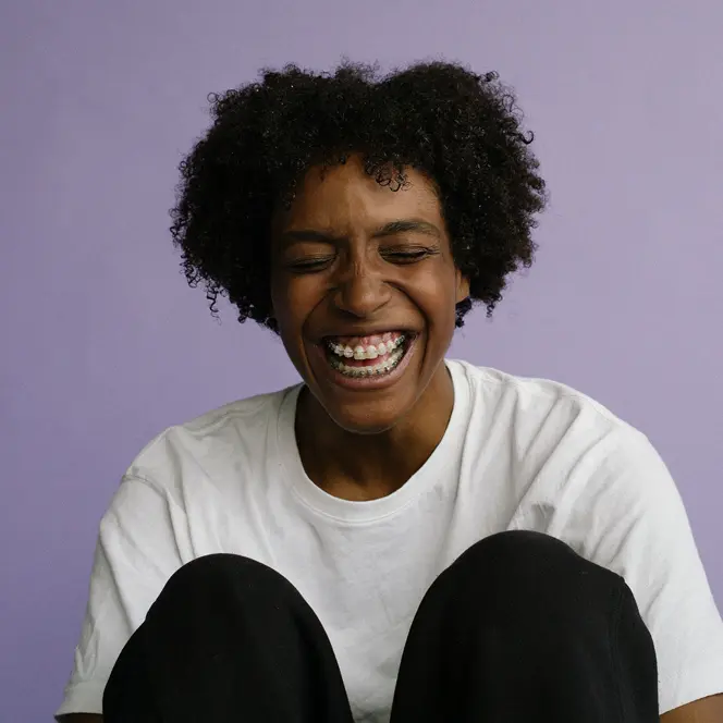 Portrait of a laughing woman. 