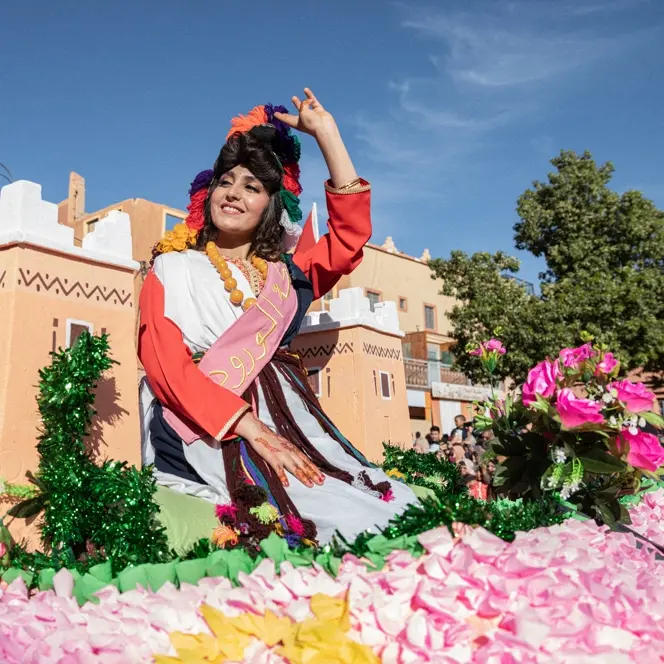 Woman in a flower field.