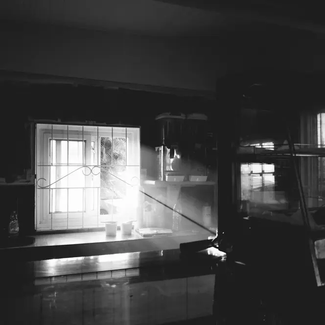 Black and white photo off a kitchen by Bet Bettencourt using the Q3 Monochrom