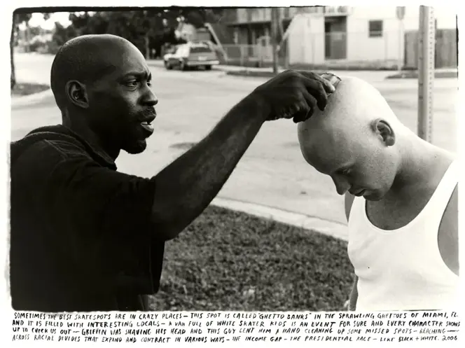 two man interacting b&w