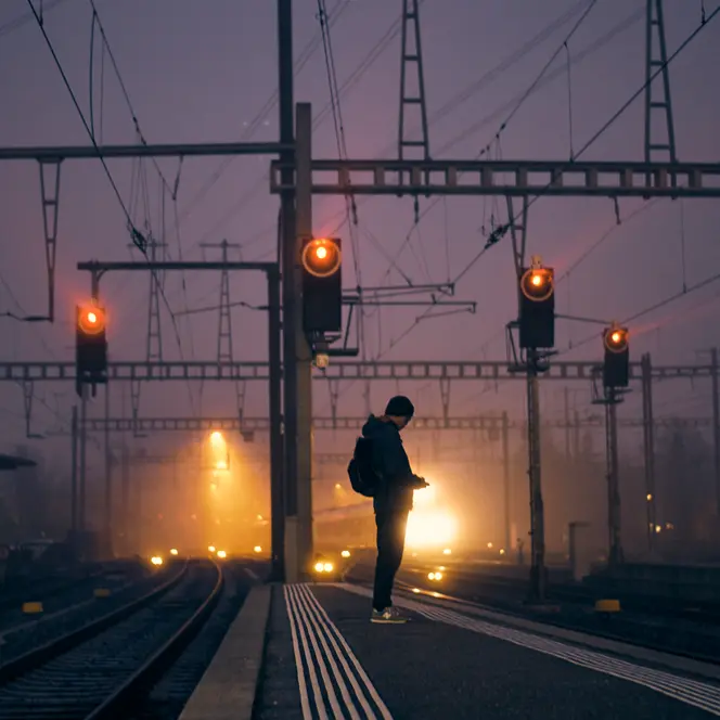 Man at a train station