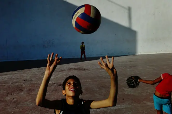 kid playing handball