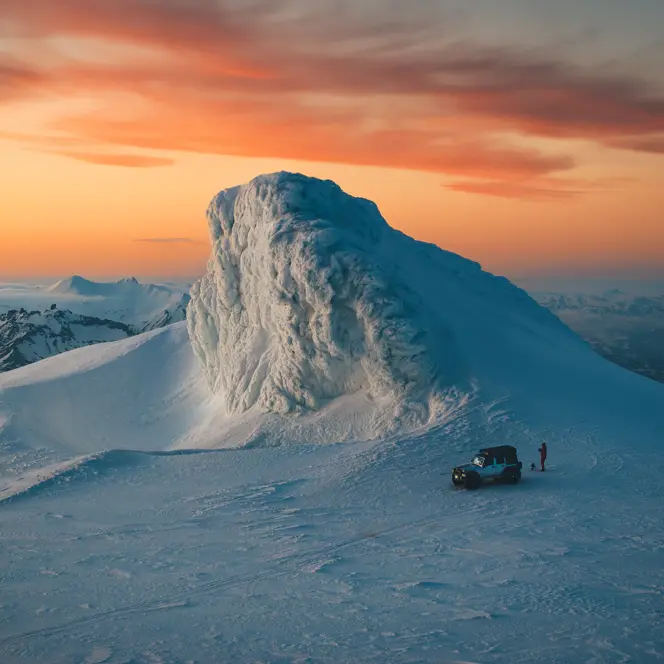Iceland, snow and mountains