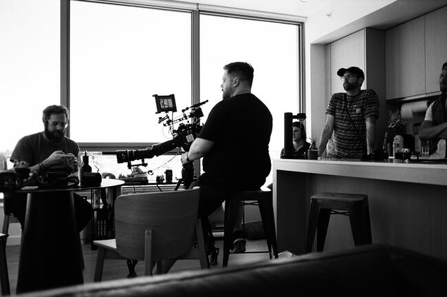 Nate Townsend on set with Terry LaRue at Leica LA