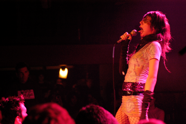 Karen O, lead vocalist of the Yeah Yeah Yeahs performing at Neumos, 2004