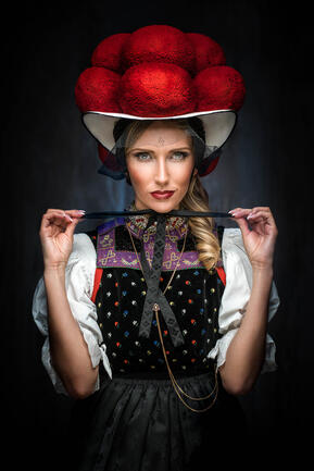 A lady dressed in a traditional Black Forest dress