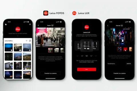 Leica FOTOS and Leica LUX on mobile phone.
