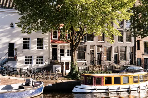 A canal boat in Amsterdam