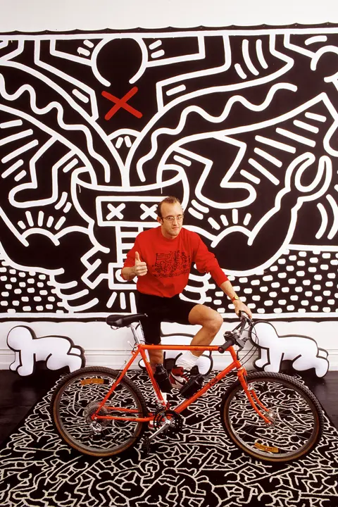 Thomas Hoepker Portrait of Keith Haring with red Bicycle