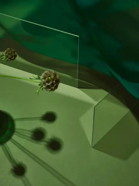 Shapes and green glass