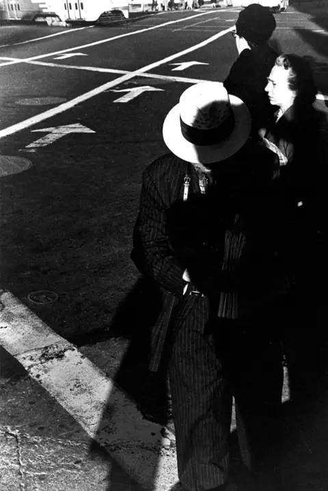 people on the street b&w