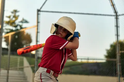 A boy playing baseball