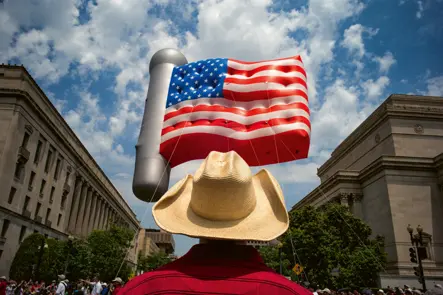 Large inflatable floating American flag