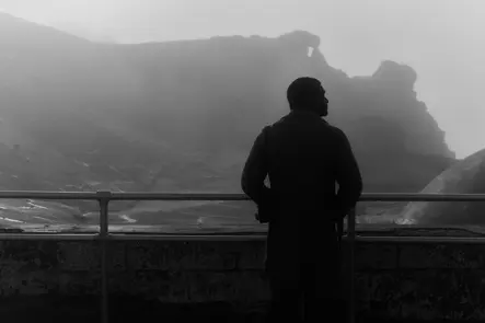 black and white picture of a man