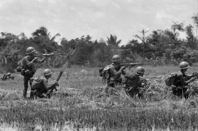soldiers in the field b&w