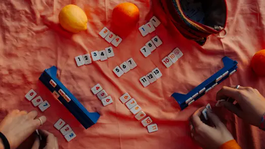 Playing Scrabble on a blanket 