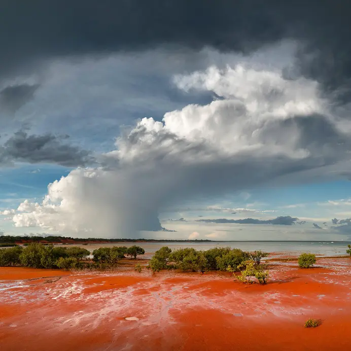 Red and blue Water