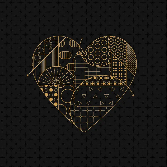 Leica Season's Selection logo "golden heart" on black background.