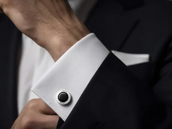 Leica Cufflinks Camera Lens on wrist