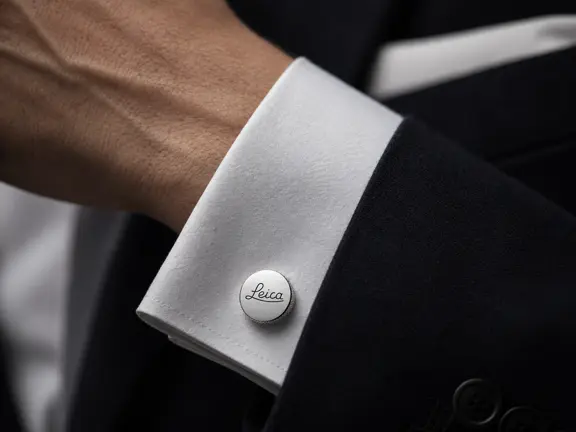 Leica Cufflinks Logo on wrist