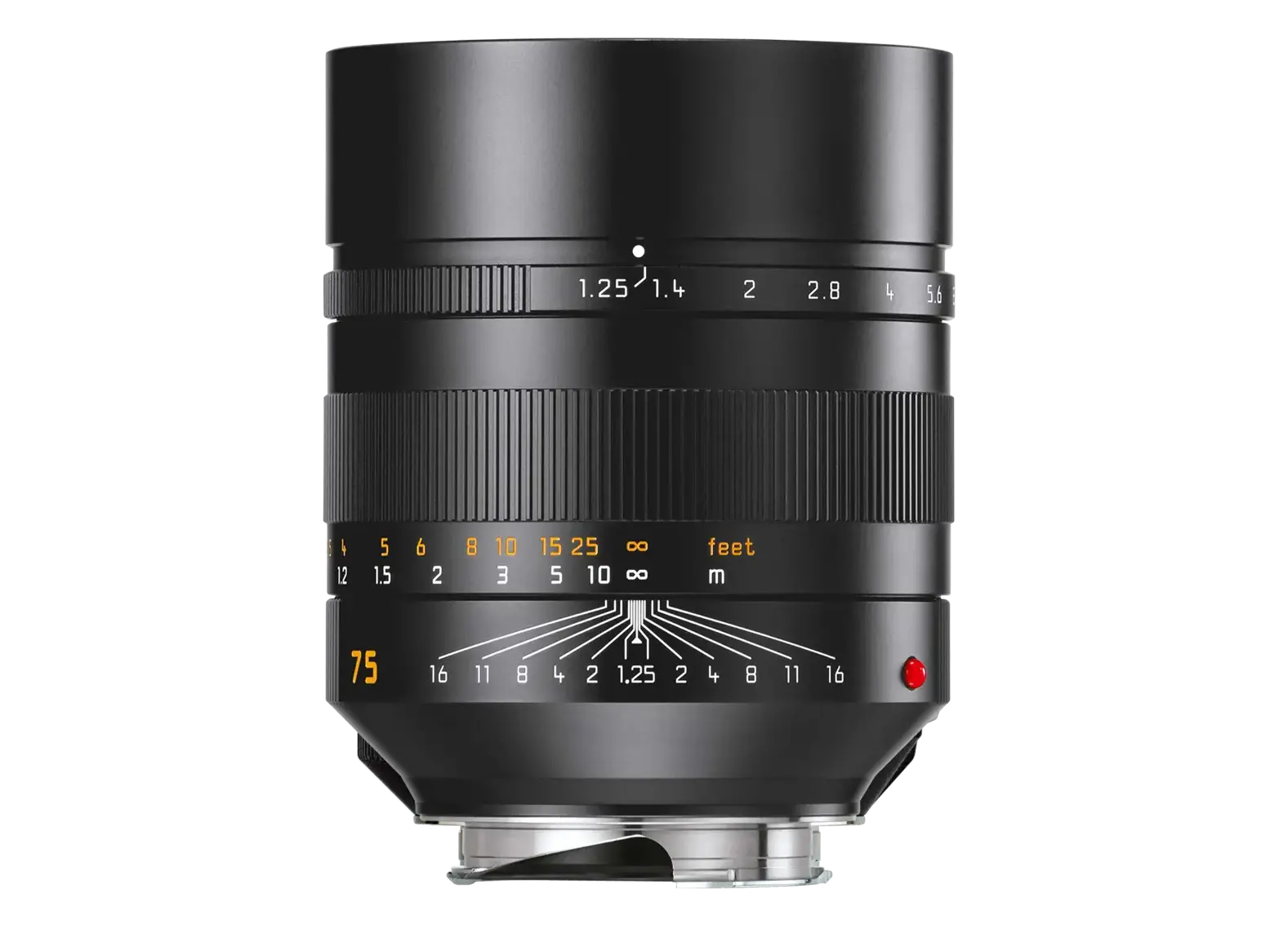 Leica Noctilux 75mm f/1.25 ASPH. · 2017 发布 · 2018 开售