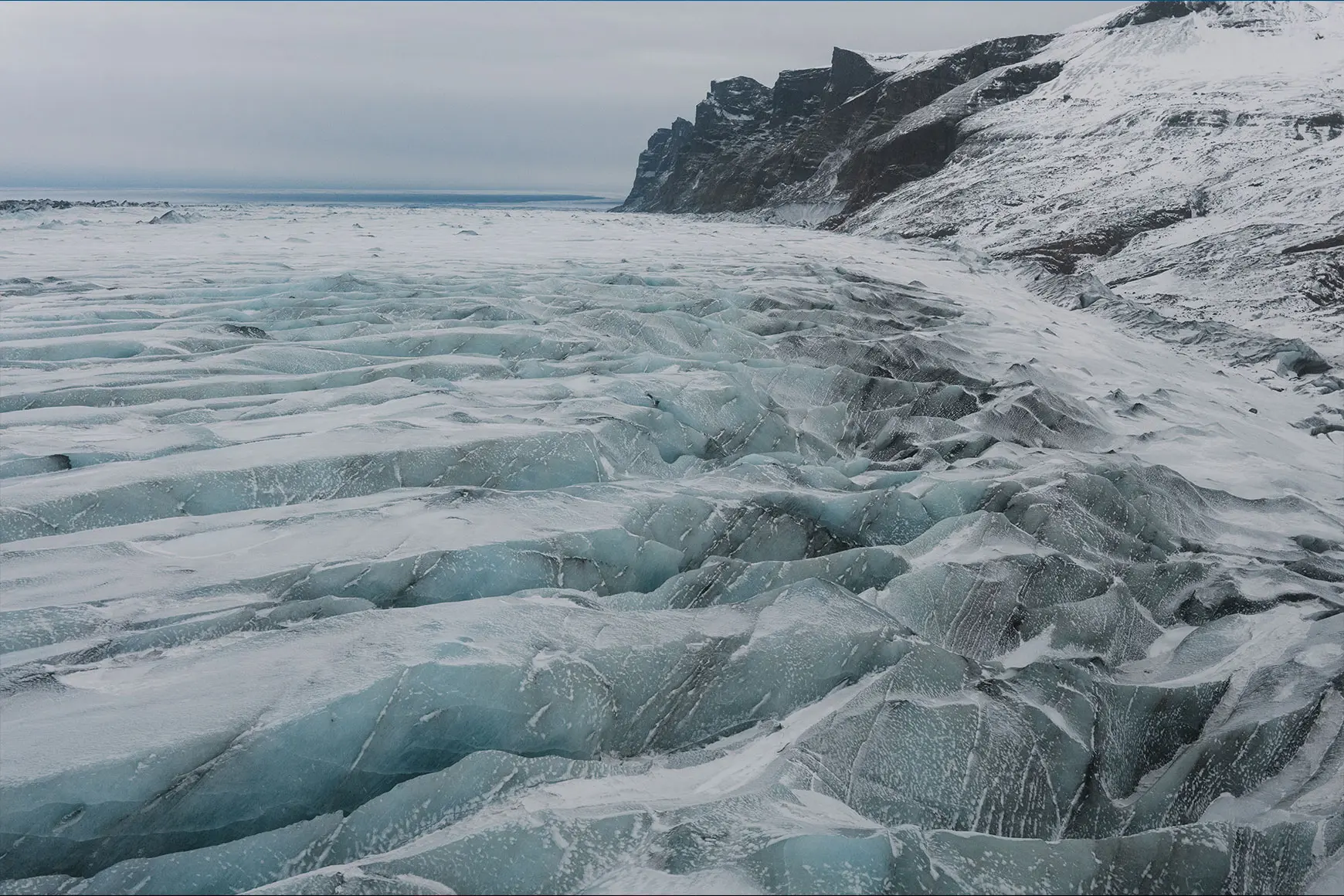 Ice landscape with mountains