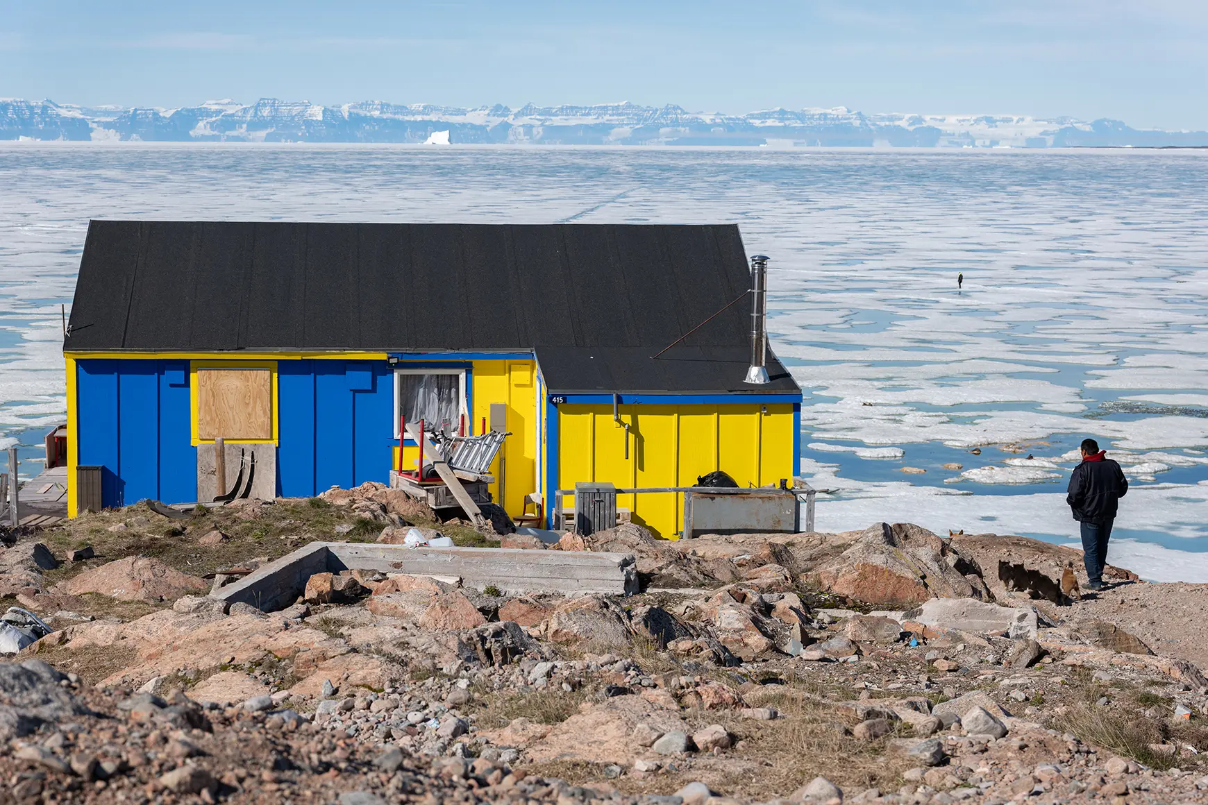 A colourful house by the sea