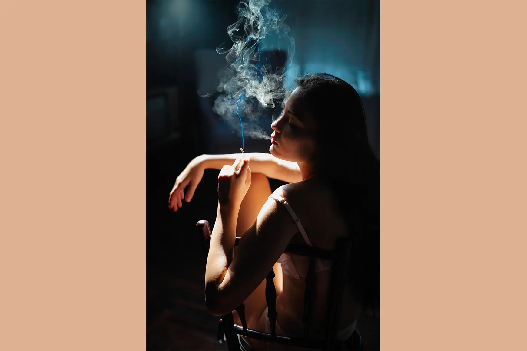 Woman smoking cigarette