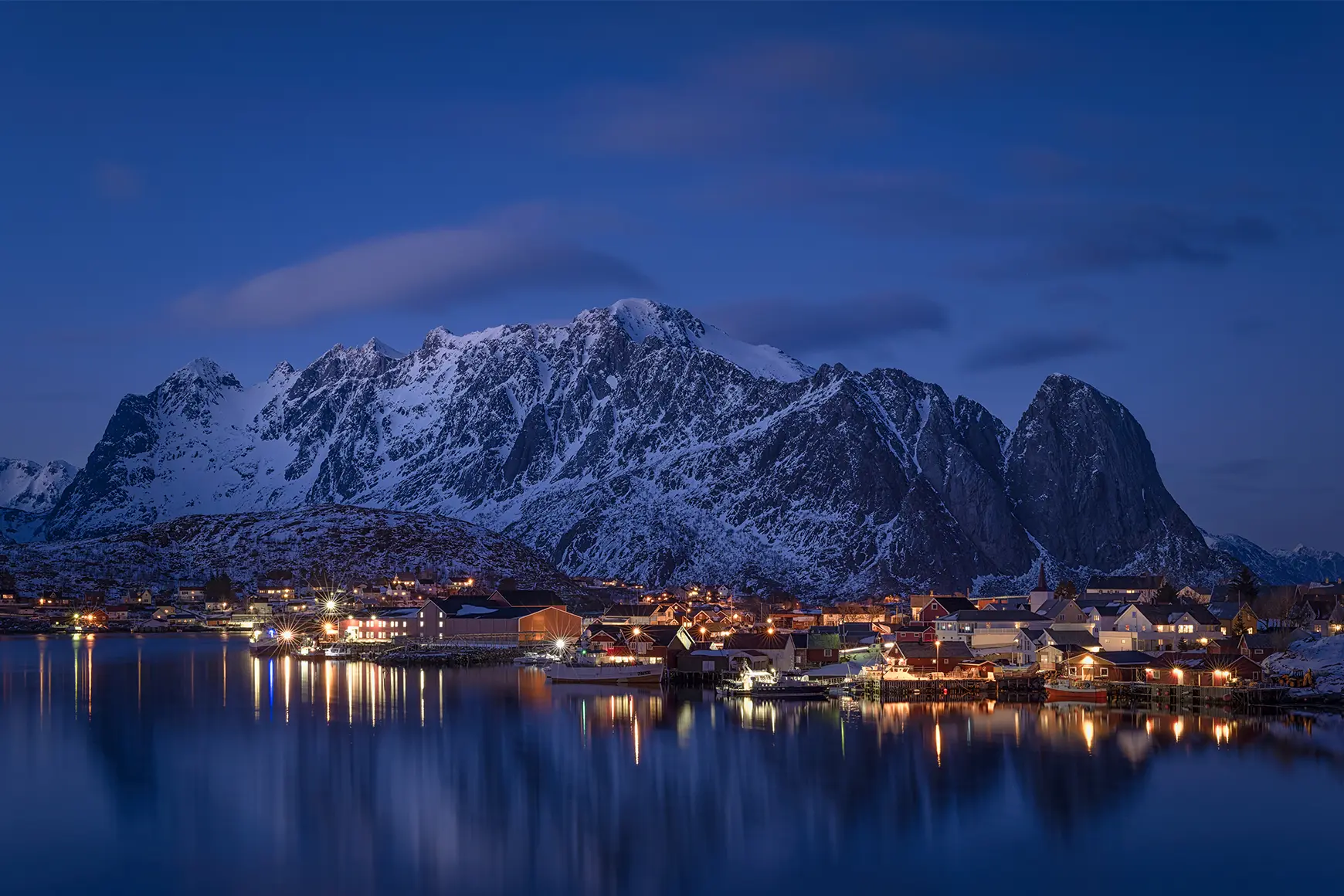 City by the sea at night