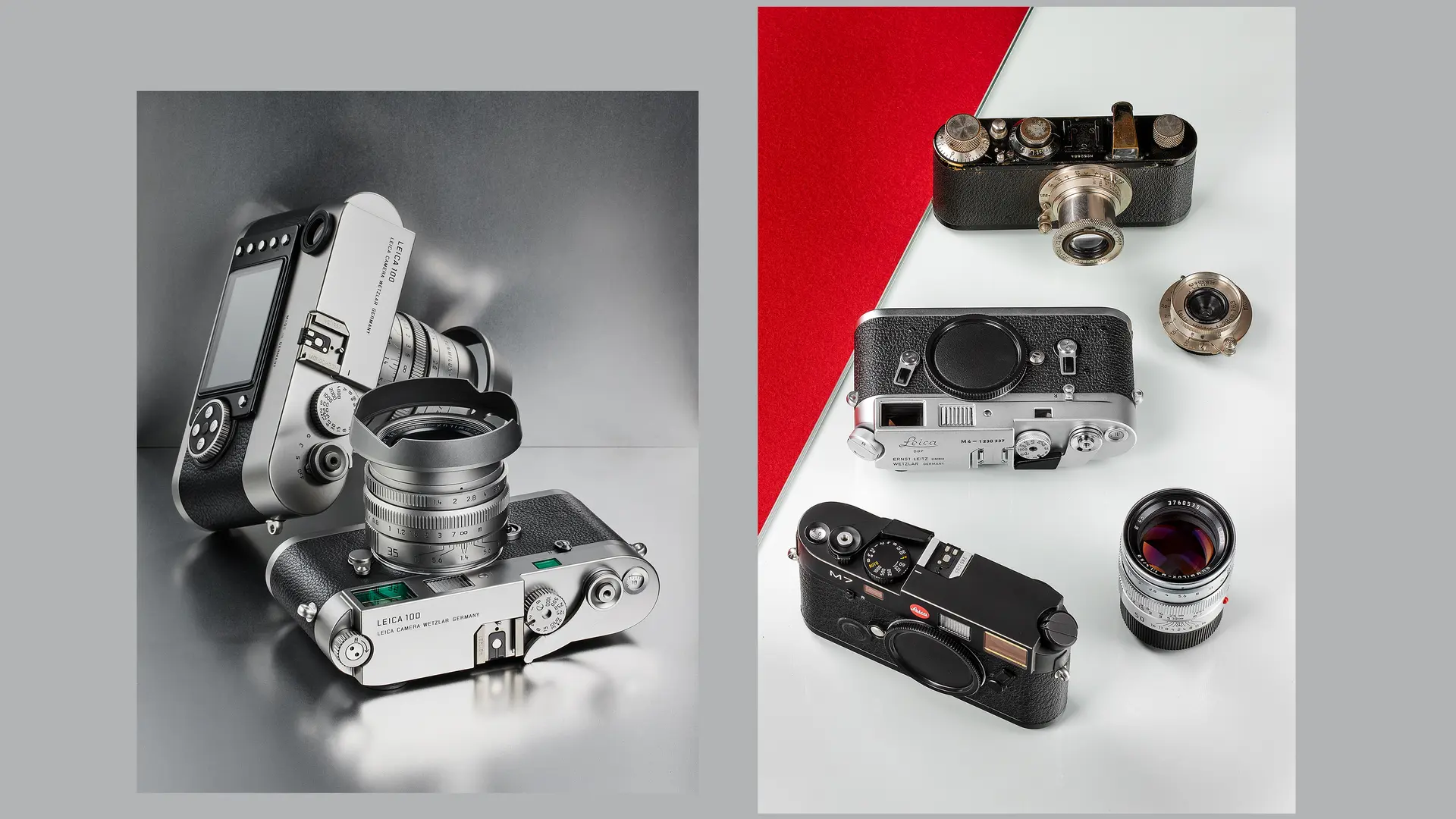 Vintage and new Leica M cameras