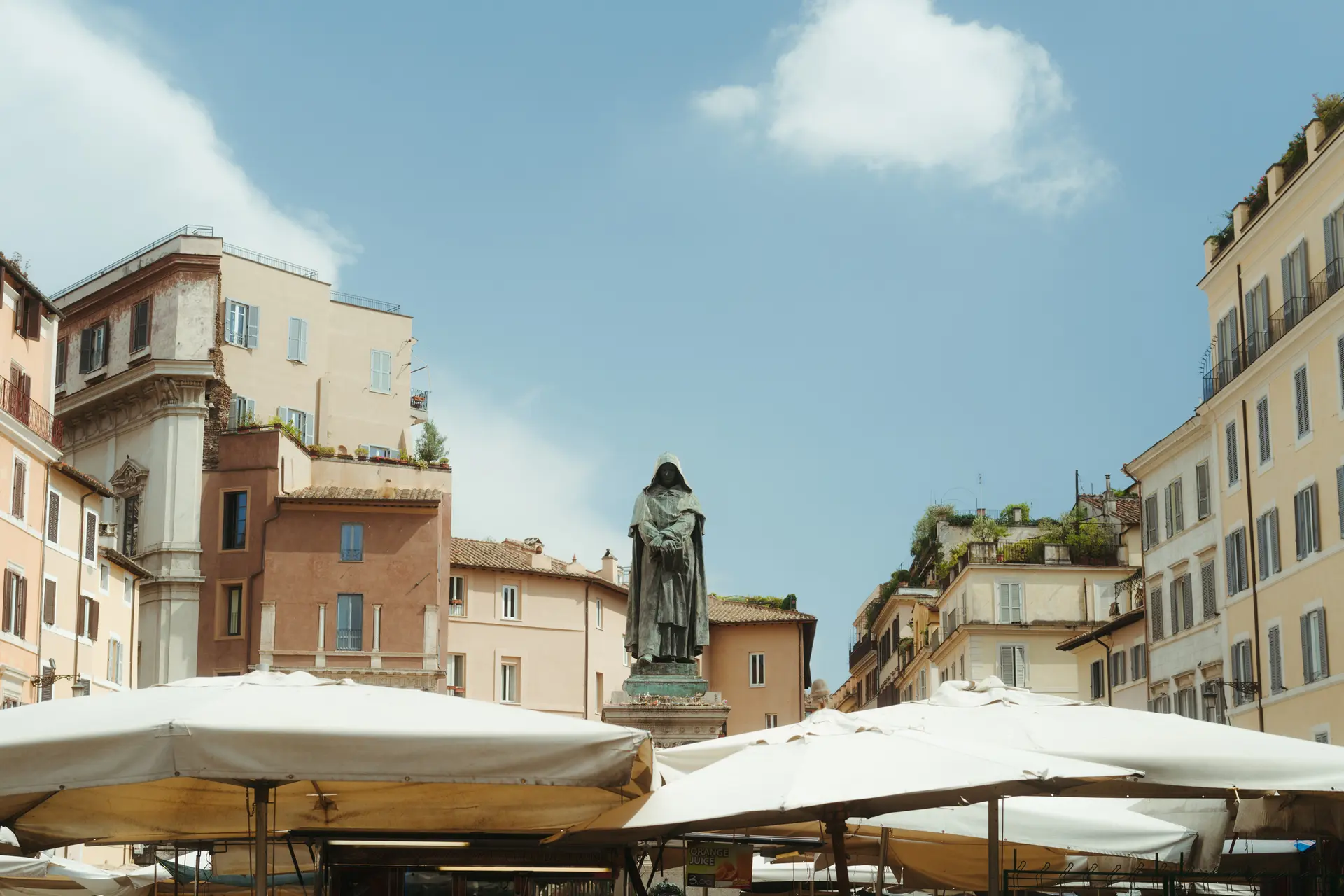 Old town of Rome with blue sky