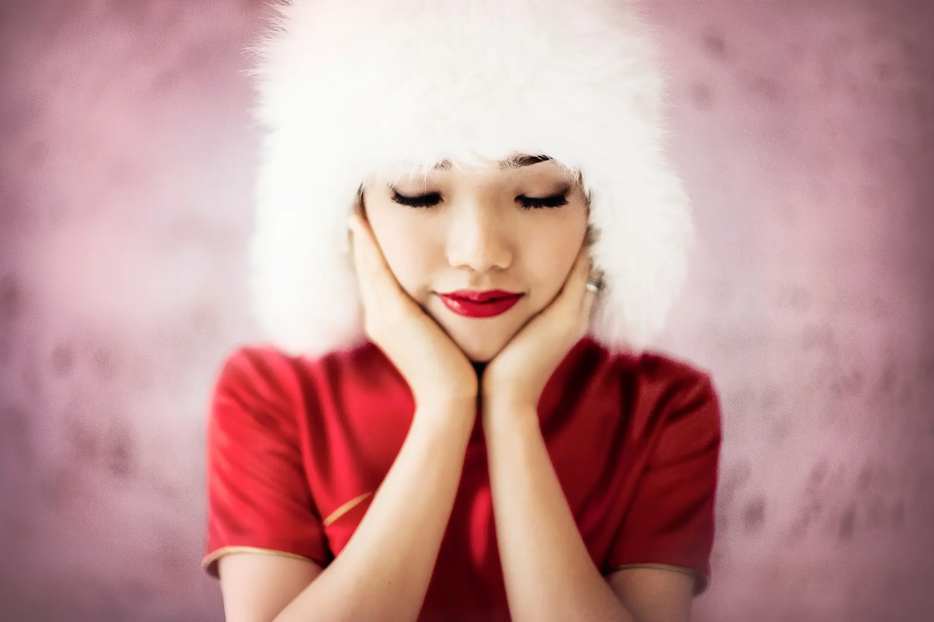 Asian woman with a winter cap