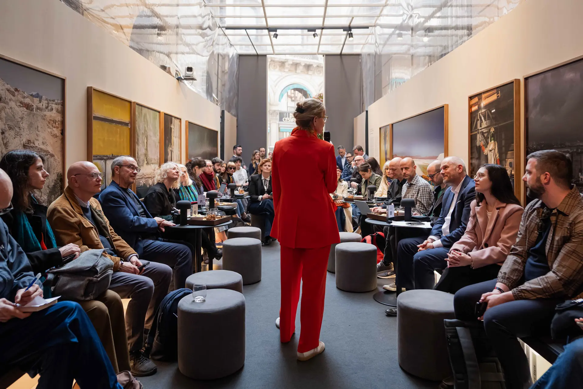 Karin Rehn-Kaufmann holds a speech at the photo exhibition