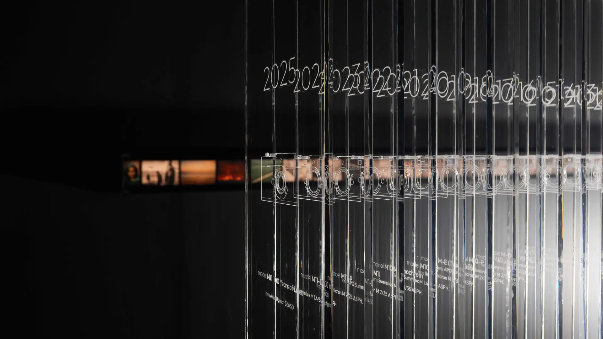 Multisensory installation of the history of Leica cameras