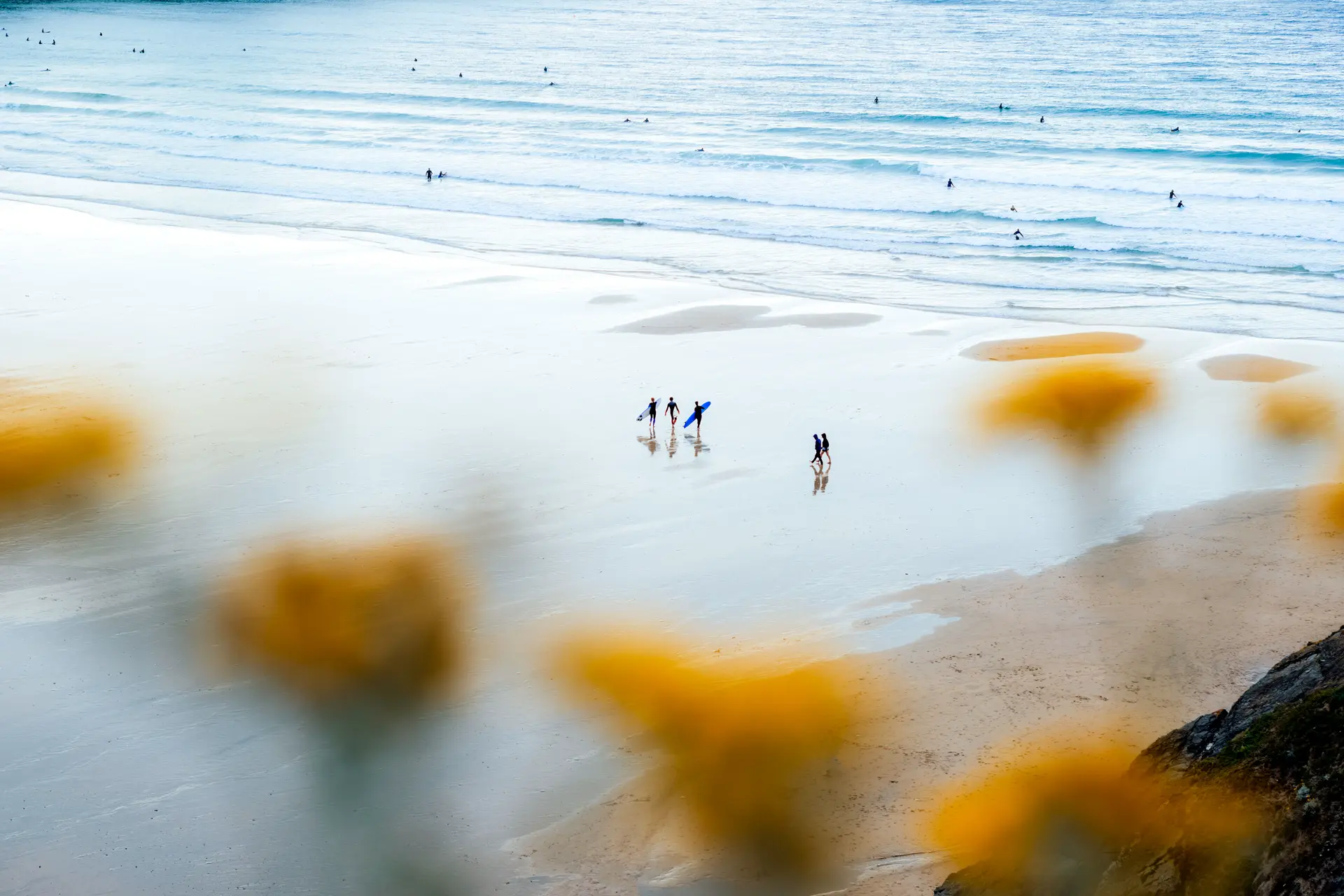 Beach with surf boys
