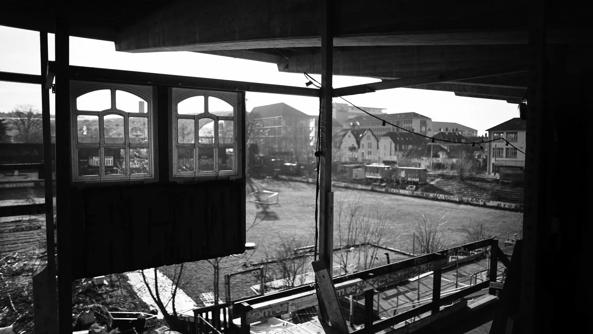 An image looking down from the old football station of Biel, now known as the Terrain Gurzelen.